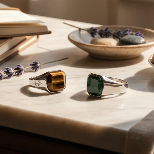 Ring HORUS MALACHIT | 925 Silber - ROCK & STEEL GERMANY