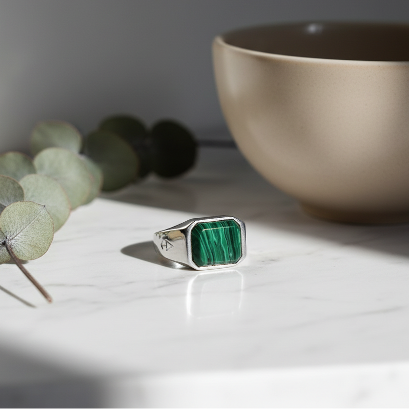 Ring NEPTUNE MALACHIT | 925 Silber - ROCK & STEEL GERMANY