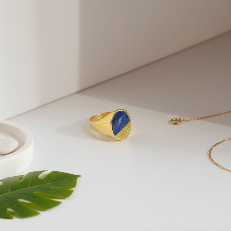 Ring PHOENIX LAPISLAZULI | 925 Silber | vergoldet - ROCK & STEEL GERMANY