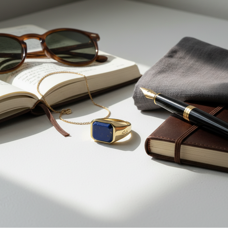 Ring NEPTUNE LAPISLAZULI | 925 Silber | vergoldet - ROCK & STEEL GERMANY