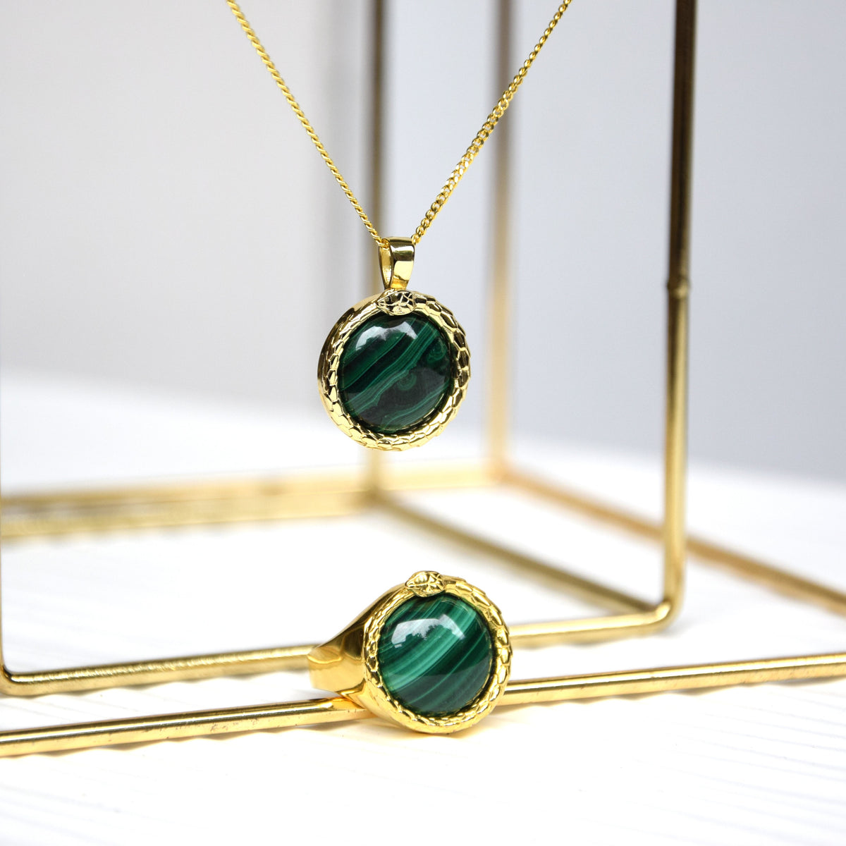 Ring ETERNITY MALACHIT | 925 Silber | vergoldet - ROCK & STEEL GERMANY