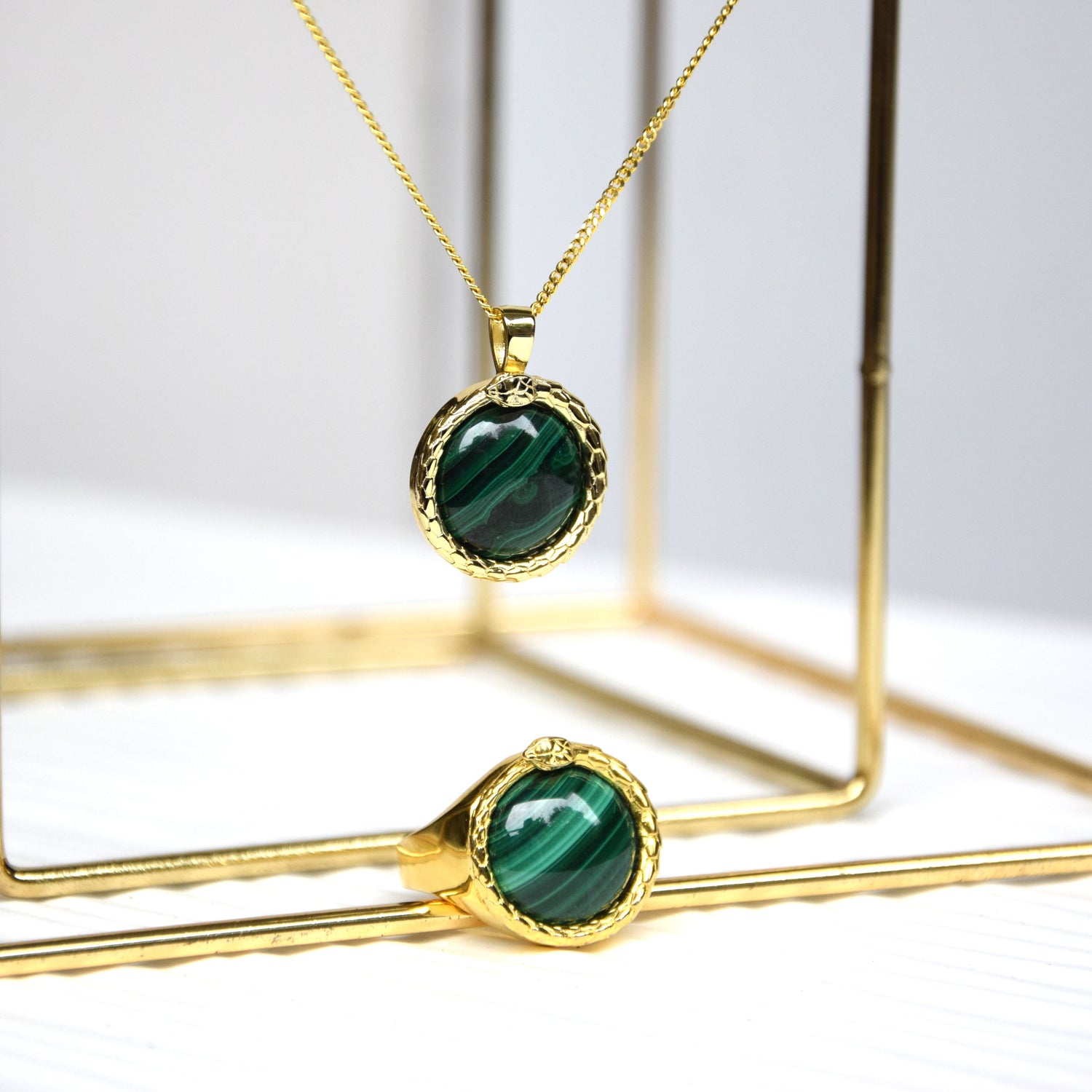 Ring ETERNITY MALACHIT | 925 Silber | vergoldet - ROCK & STEEL GERMANY