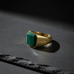 Ring HORUS MALACHIT | 925 Silber | vergoldet - ROCK & STEEL GERMANY