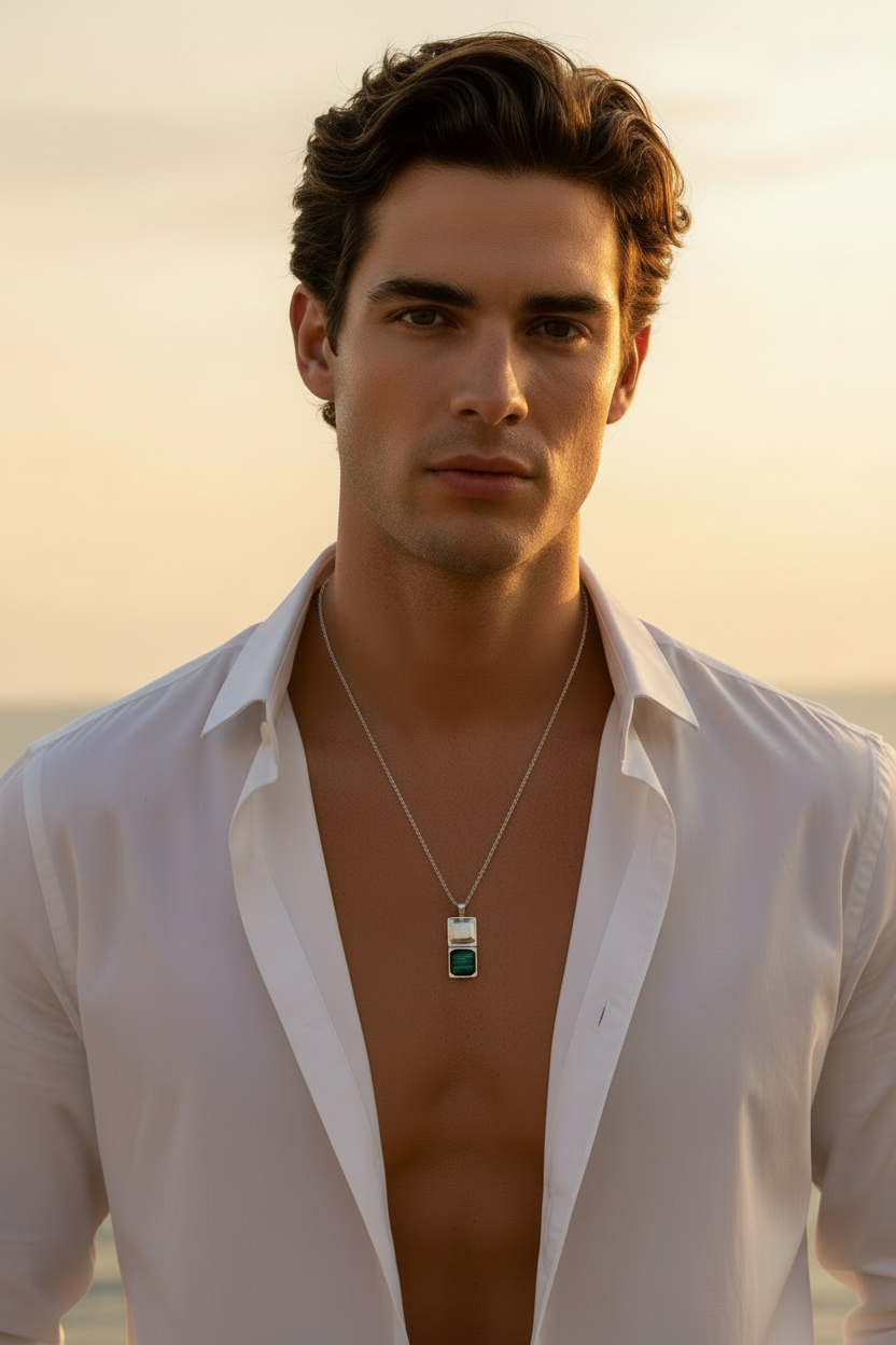 Kette HORUS MALACHIT | 925 SILBER - ROCK & STEEL GERMANY