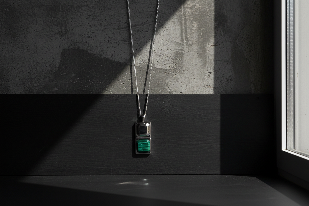 Kette HORUS MALACHIT | 925 SILBER - ROCK & STEEL GERMANY