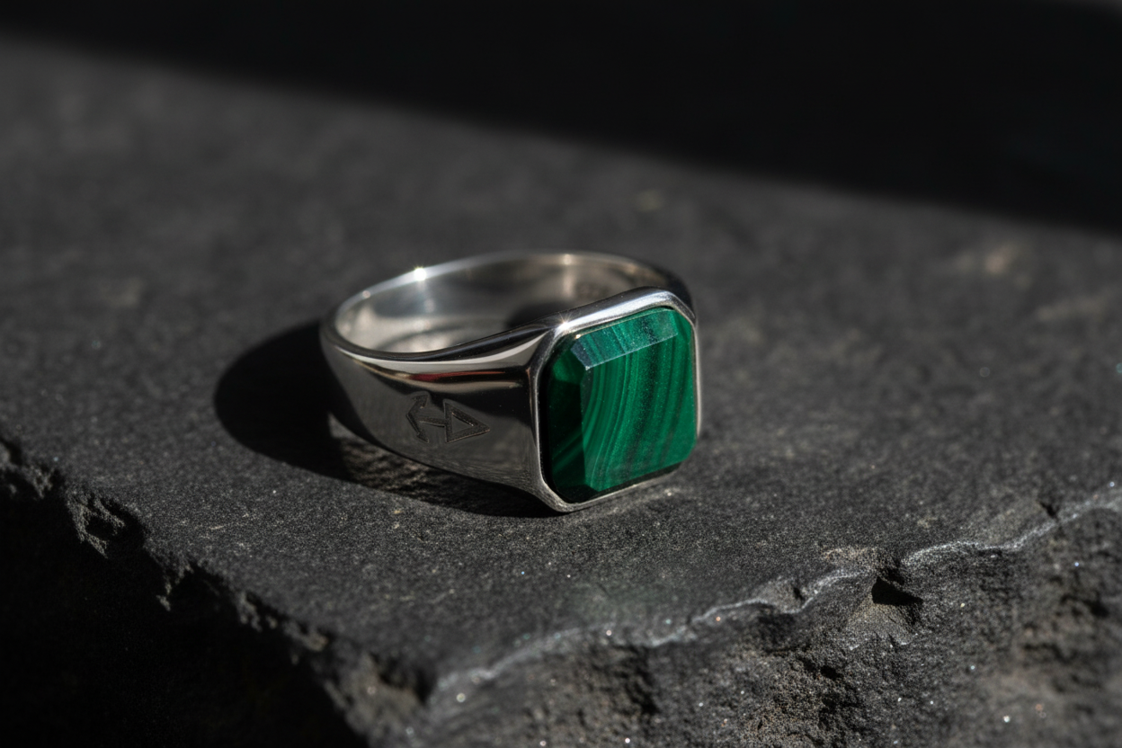 Ring HORUS MALACHIT | 925 Silber - ROCK & STEEL GERMANY