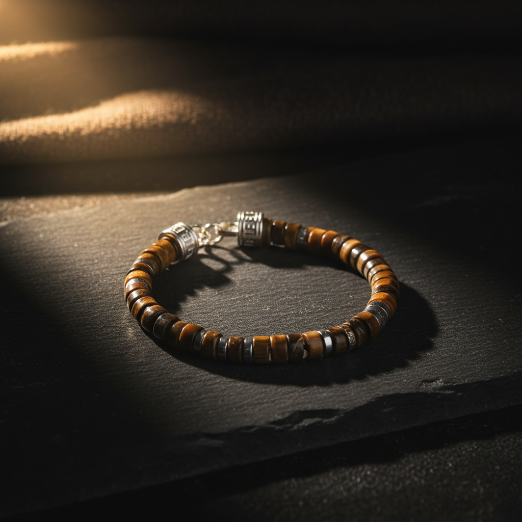 Armband MANTRA | TIGERAUGE | 925 SILBER - ROCK & STEEL GERMANY