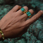 Ring NEPTUNE MALACHIT | 925 Silber | vergoldet - ROCK & STEEL GERMANY