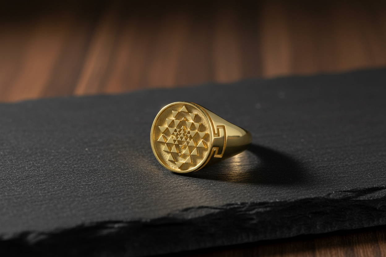 Ring SHREE YANTRA | 925 Silber | vergoldet - ROCK & STEEL GERMANY