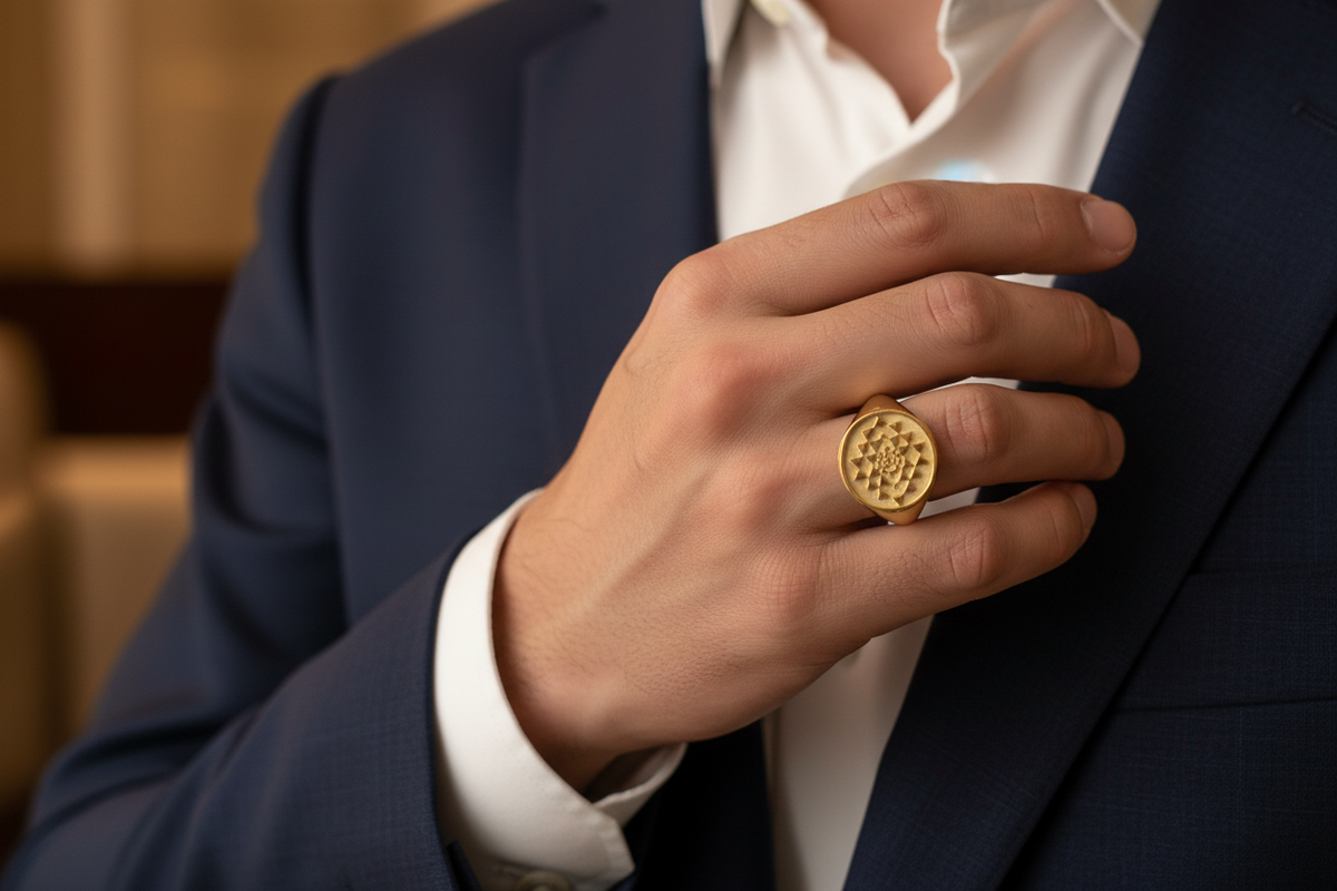 Ring SHREE YANTRA | 925 Silber | vergoldet - ROCK & STEEL GERMANY