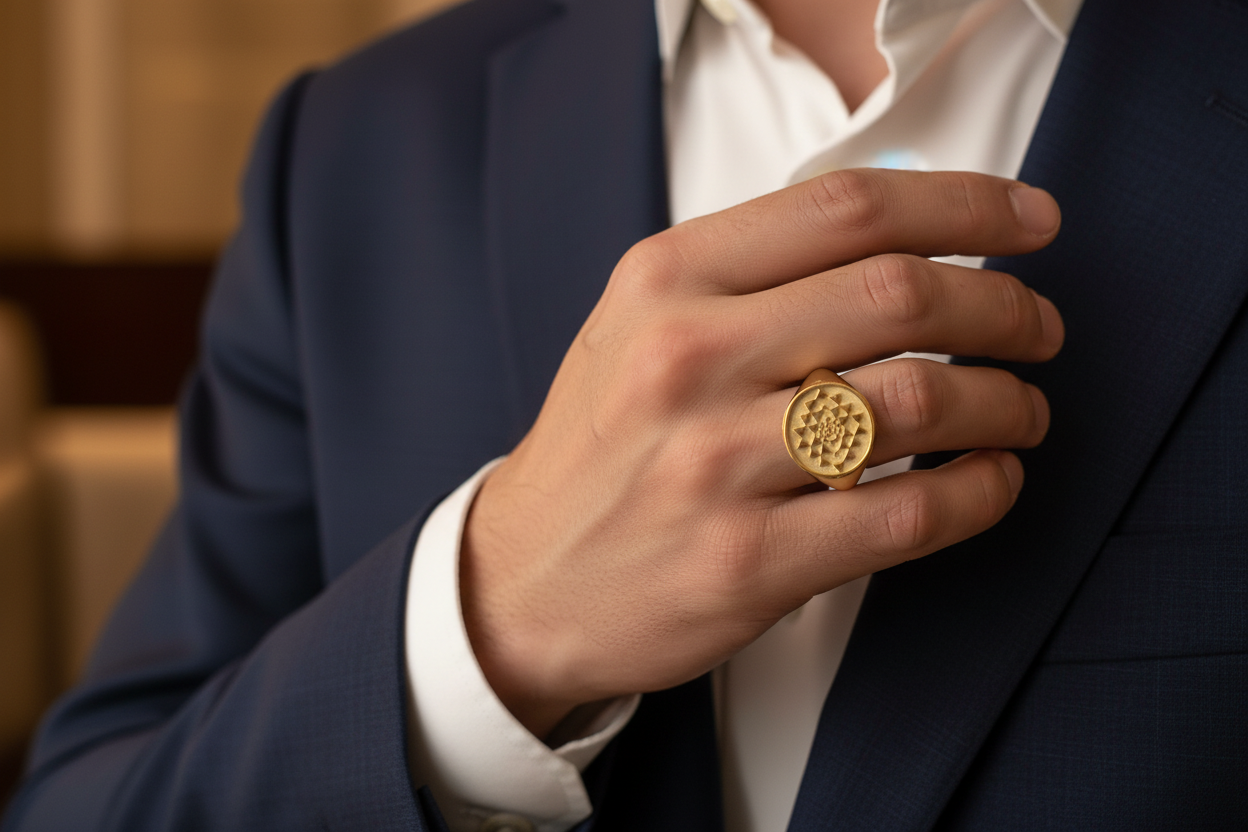 Ring SHREE YANTRA | 925 Silber | vergoldet - ROCK & STEEL GERMANY