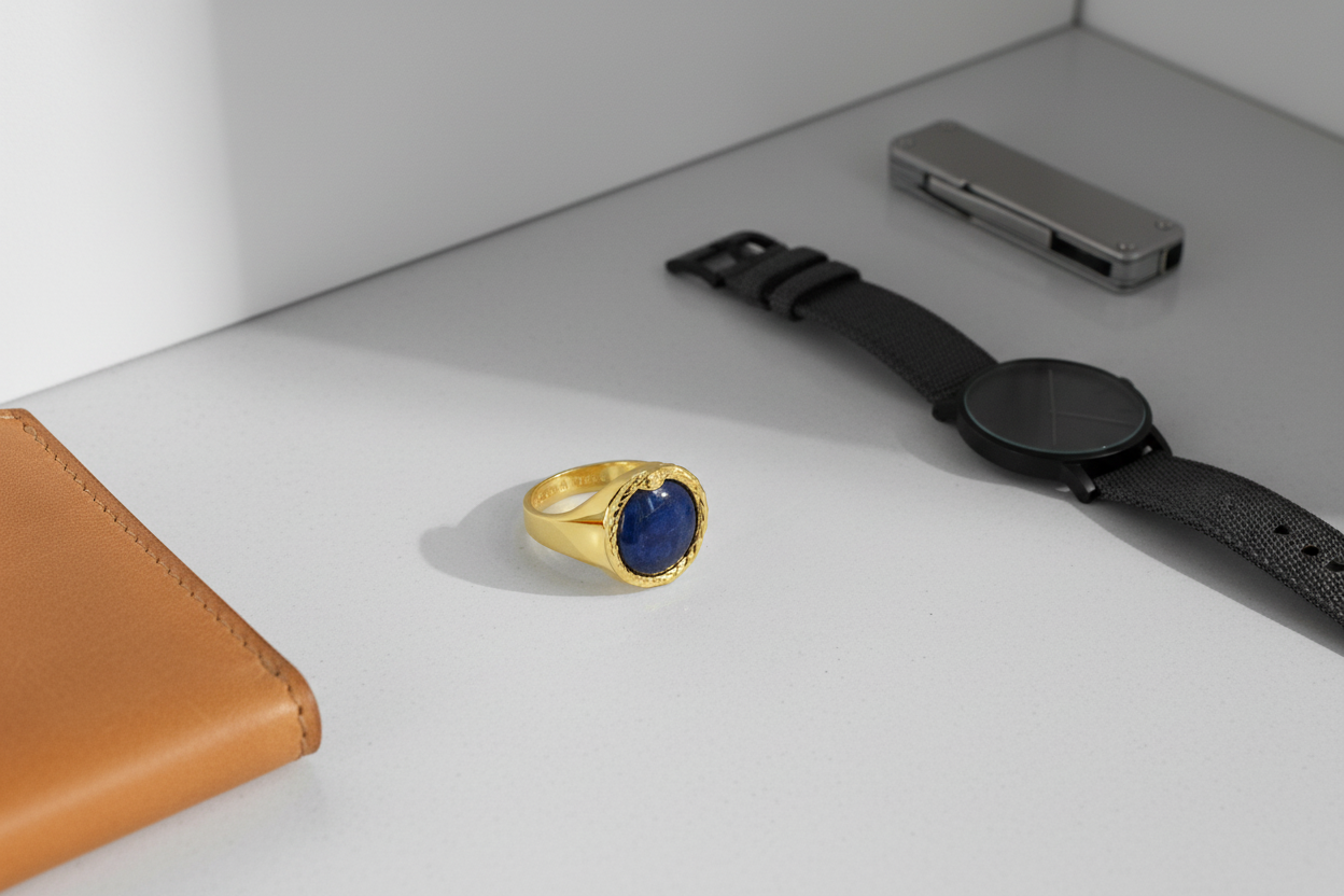 Ring ETERNITY LAPISLAZULI | 925 Silber | vergoldet - ROCK & STEEL GERMANY