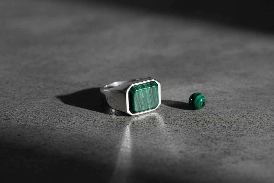 Ring NEPTUNE MALACHIT | 925 Silber - ROCK & STEEL GERMANY