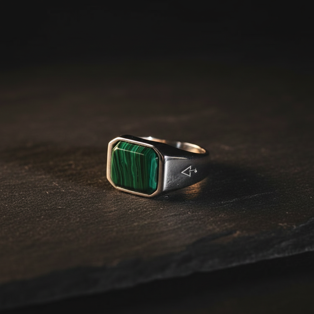 Ring NEPTUNE MALACHIT | 925 Silber - ROCK & STEEL GERMANY