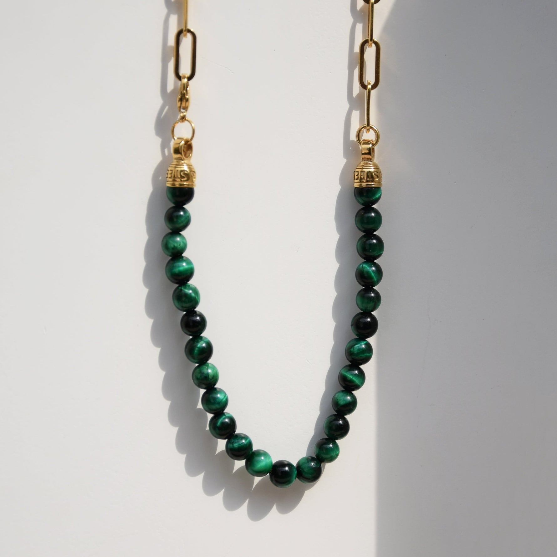 Kette BEADS BALI | grüner Tigerauge - ROCK & STEEL GERMANY