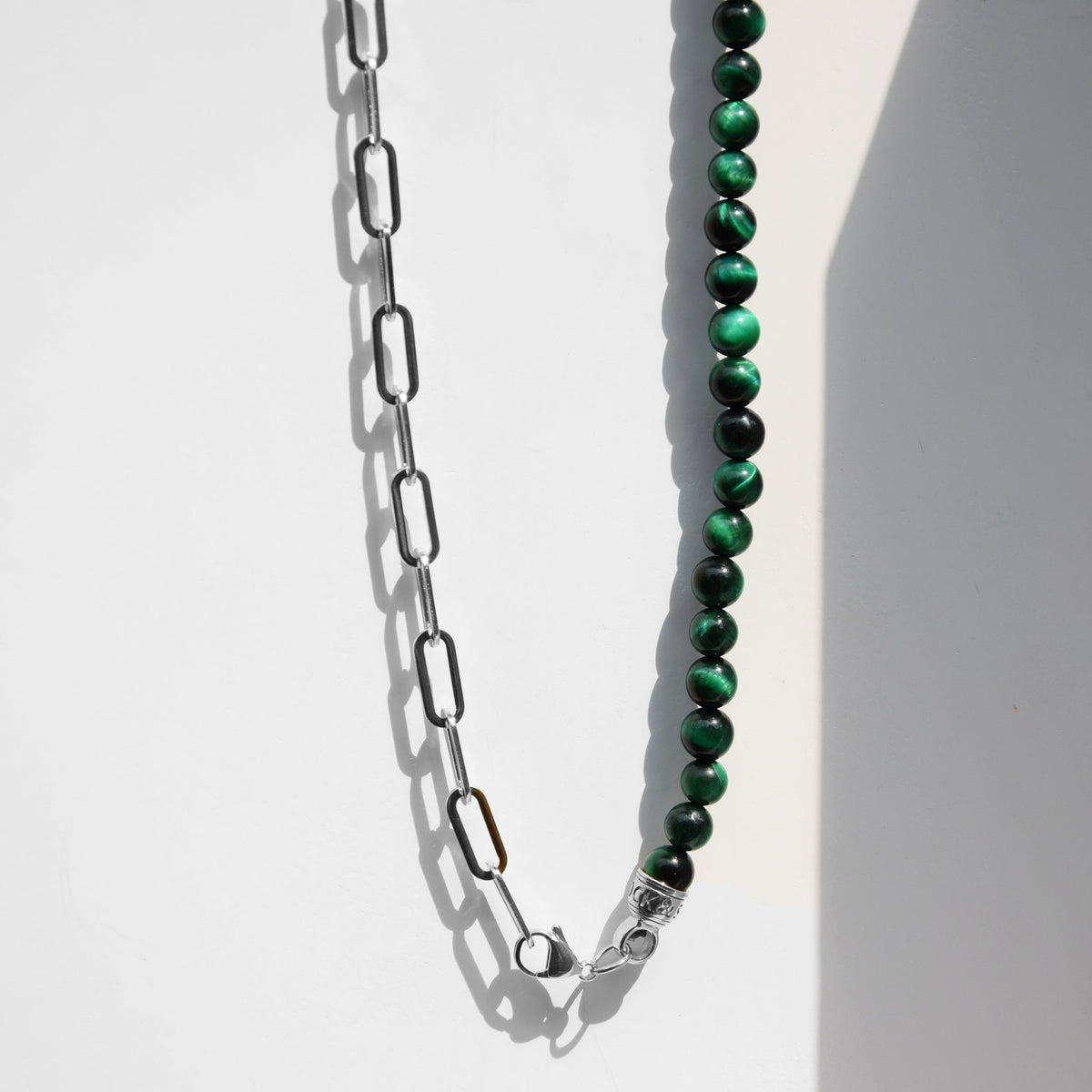 Kette BEADS BALI | grüner Tigerauge - ROCK & STEEL GERMANY