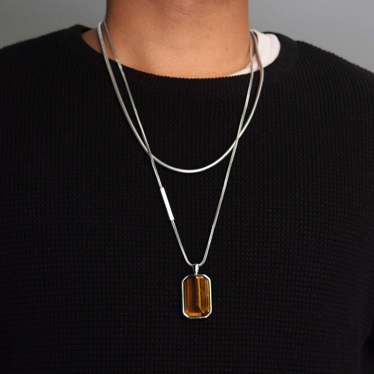 Kette ZEUS TIGEREYE - Gold Halsketten - Silber Halsketten - ROCK & STEEL GERMANY