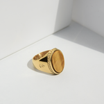 Ring Deus Tigerauge | Ovalem Tigerauge Stein Herrenring | Rock & Steel Germany