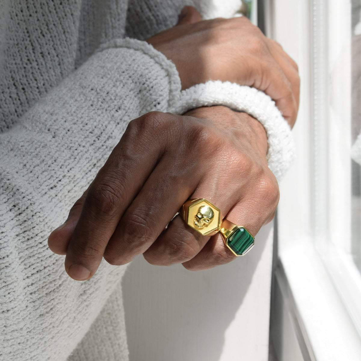 Ring TOTENKOPF BAD BOY | 925 Silber | vergoldet - ROCK & STEEL GERMANY