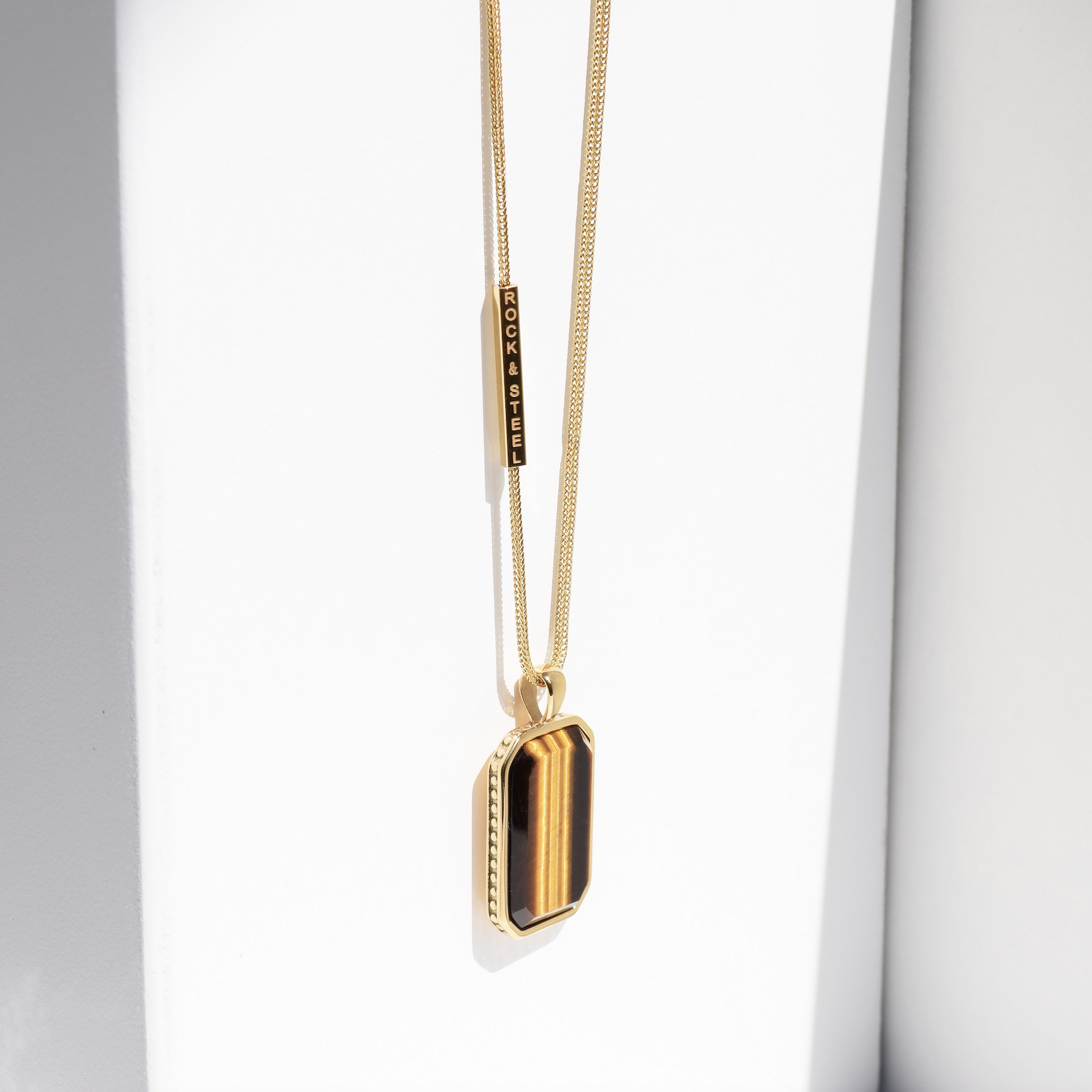 Kette ZEUS TIGEREYE - Gold Halsketten - Silber Halsketten - ROCK & STEEL GERMANY