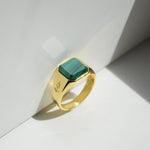 Ring HORUS MALACHIT | 925 Silber | vergoldet - ROCK & STEEL GERMANY