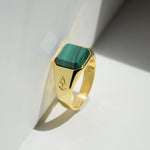 Ring HORUS MALACHIT | 925 Silber | vergoldet - ROCK & STEEL GERMANY