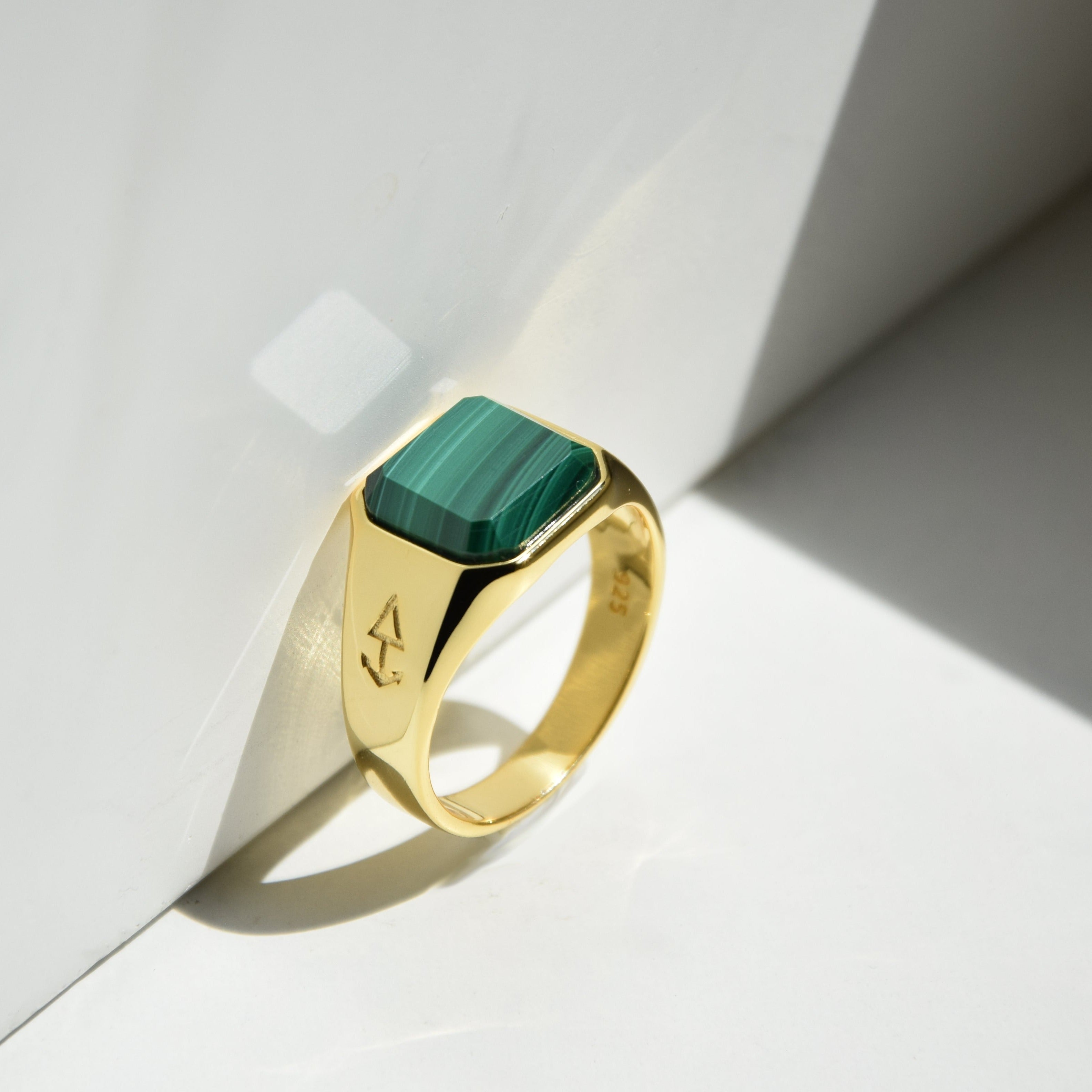 Bague HORUS MALACHITE Argent 925 plaqu or Bague unique pour