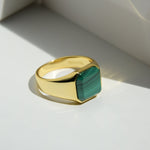 Ring HORUS MALACHIT | 925 Silber | vergoldet - ROCK & STEEL GERMANY