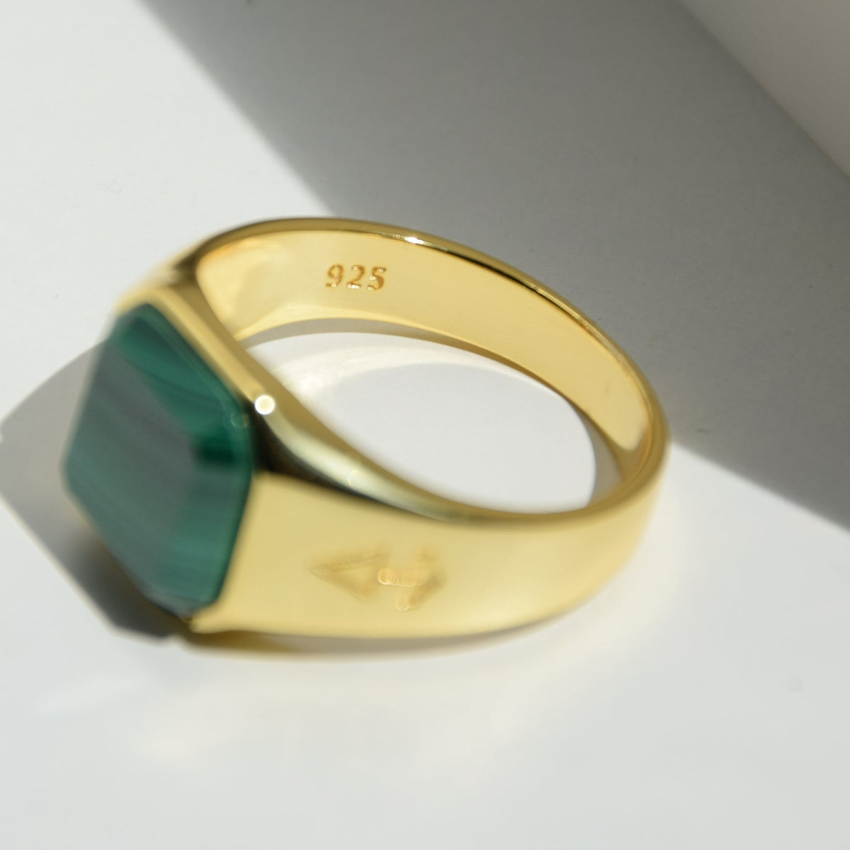 Ring HORUS MALACHIT | 925 Silber | vergoldet - ROCK & STEEL GERMANY