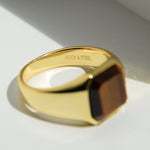 Ring HORUS TIGEREYE | 925 Silber | vergoldet - ROCK & STEEL GERMANY