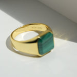 Ring HORUS MALACHIT | 925 Silber | vergoldet - ROCK & STEEL GERMANY