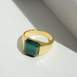 Ring HORUS MALACHIT | 925 Silber | vergoldet - ROCK & STEEL GERMANY