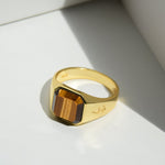 Ring HORUS TIGEREYE | 925 Silber | vergoldet - ROCK & STEEL GERMANY