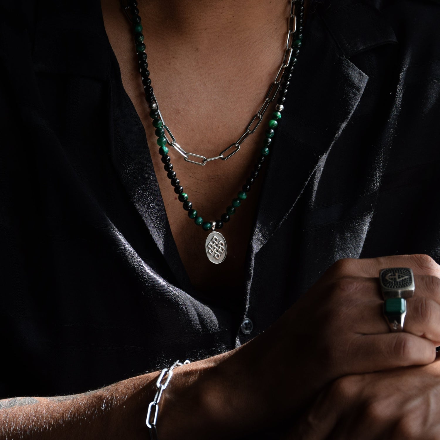 Kette WISDOM | grüner Tigerauge - ROCK & STEEL GERMANY