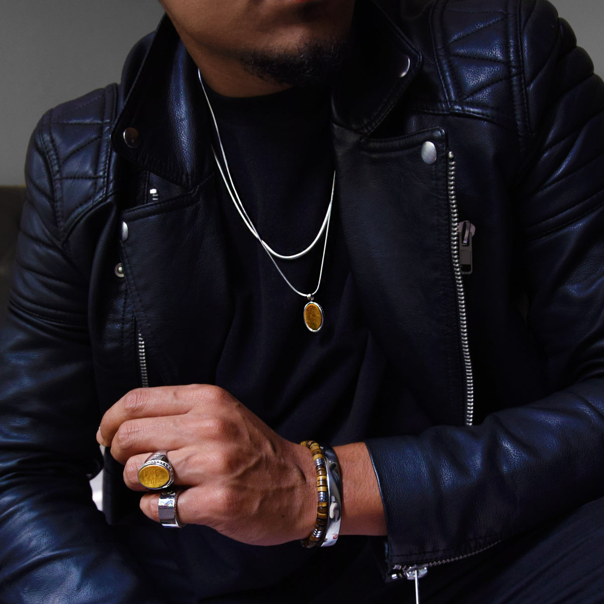 Kette DEUS TIGERAUGE - Gold Halsketten - Silber Halsketten - Halsketten für Herren - ROCK & STEEL GERMANY