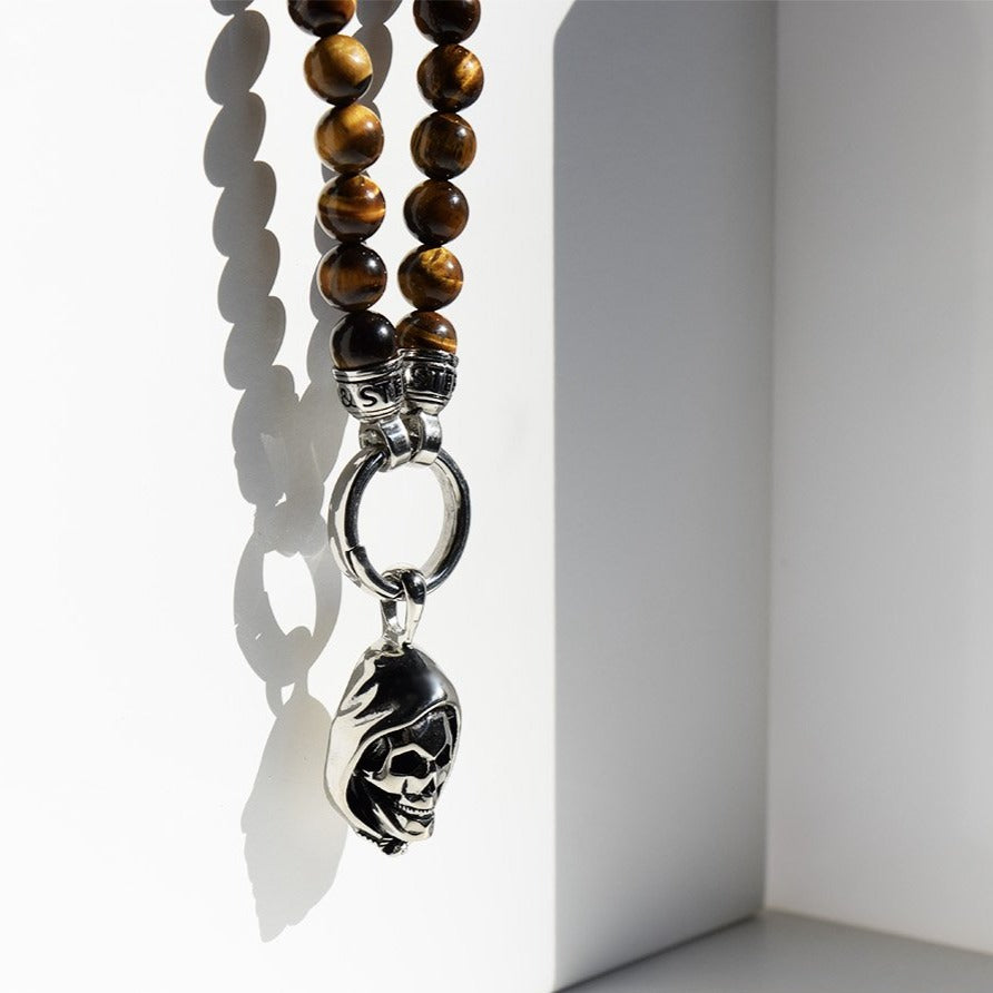 Kette TIGEREYE SKULL - Gold Halsketten - Silber Halsketten - Halsketten für Herren - ROCK & STEEL GERMANY